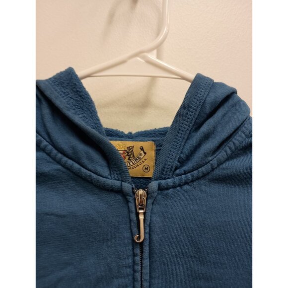 VTG Y2K Juicy Couture Womens Crop Hoodie Medium Blue Embroidered Logo Full Zip - Picture 4 of 9